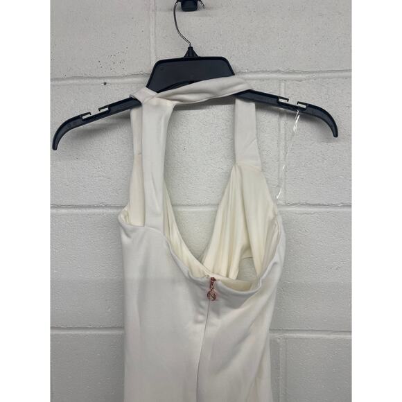 NWT Nookie Sz L Coco Ivory Cut Out Strappy One Shoulder Cocktail Midi Dress - Picture 5 of 6